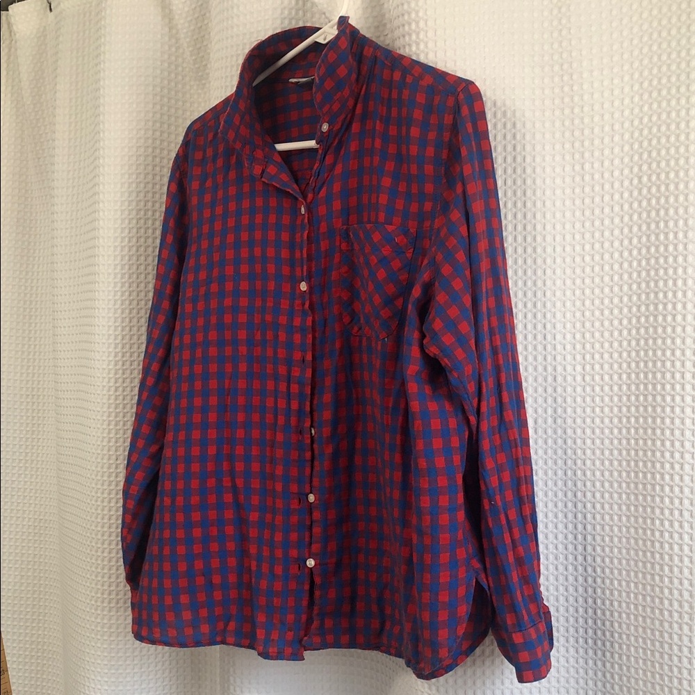 ❤️Old Navy Women's Red and Blue Checkered Button Down Shirt ❤️
